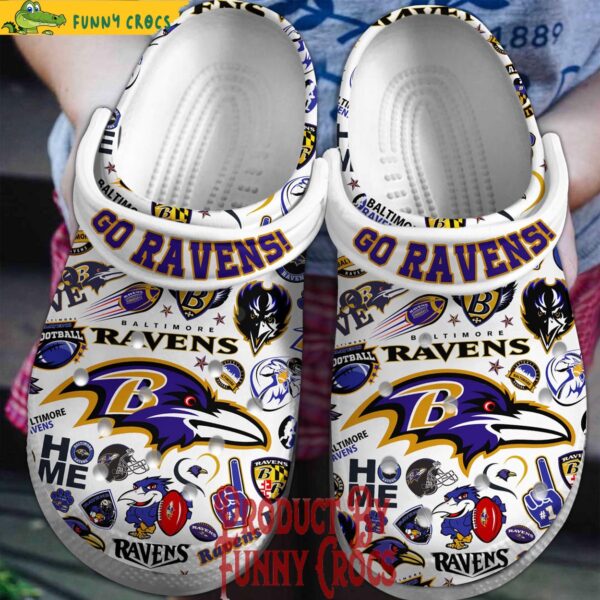 Go Ravens Baltimore Ravens White Crocs 1.jpg