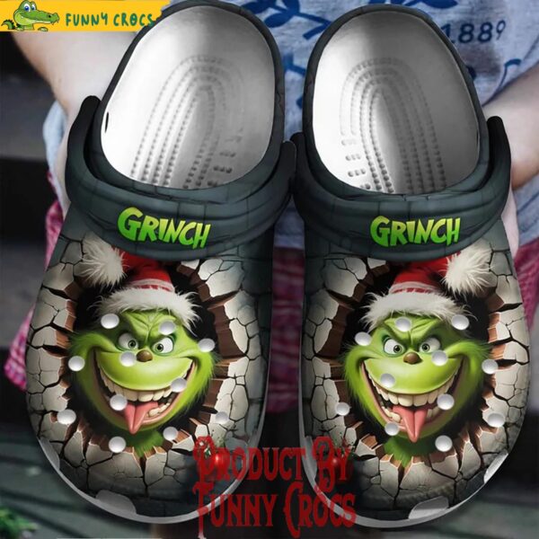 Grinch Face Broken Wall Christmas Crocs Shoes 1.jpg