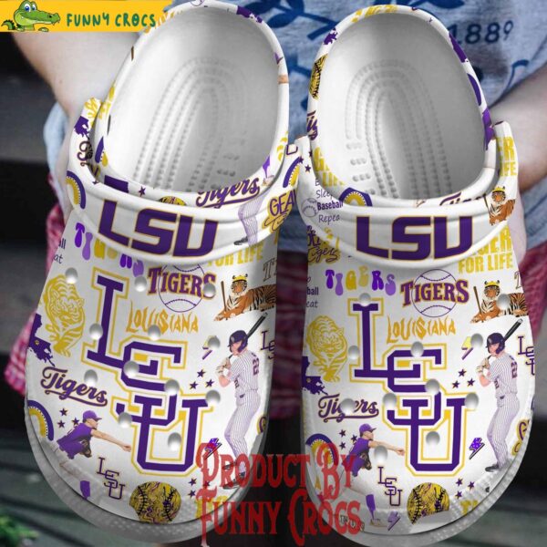 Lsu Tigers Louisiana Baseball White Crocs Shoes 1.jpg