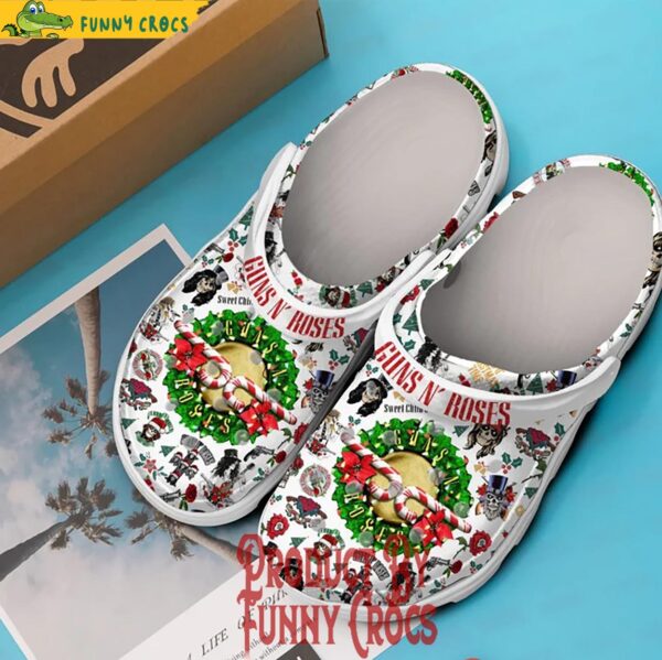 Merry Christmas Gun N Roses White Crocs Shoes 3.jpg