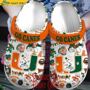 Miami Hurricanes Go Canes Football White Crocs Shoes 1.jpg