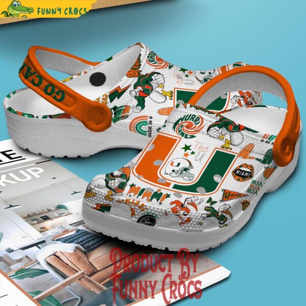 Miami Hurricanes Go Canes Football White Crocs Shoes 2.jpg