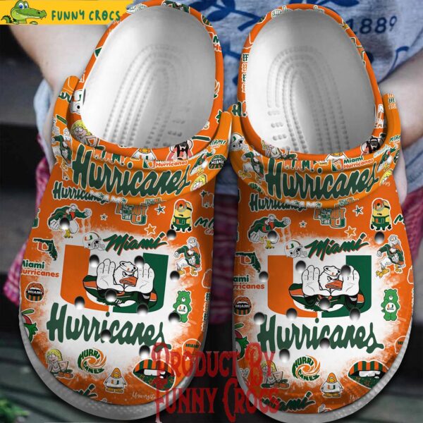 Miami Hurricanes NCAA Pattern Orange Crocs Shoes 1.jpg