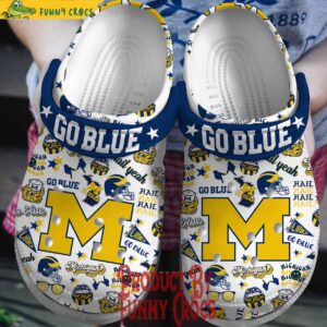 Michigan Wolverines Go Blue White Crocs Shoes 1.jpg