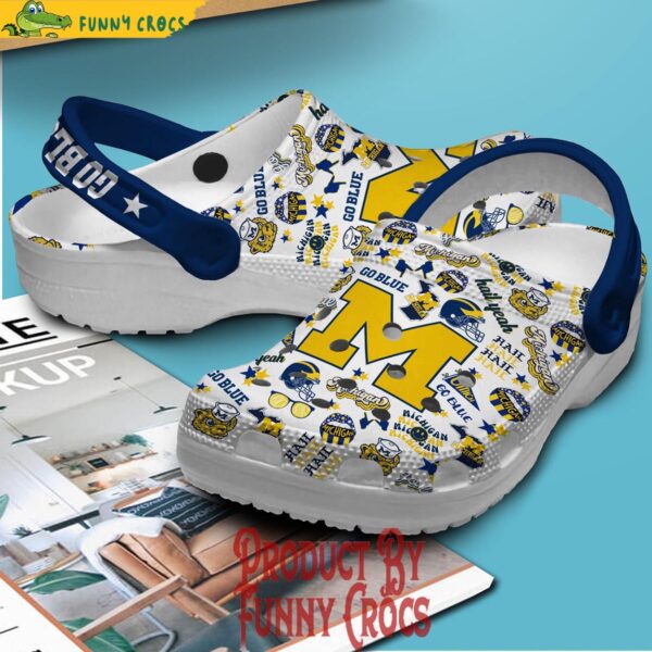 Michigan Wolverines Go Blue White Crocs Shoes 2.jpg