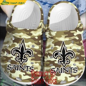 New Orleans Saints Camo Yellow Crocs Shoes 1.jpg