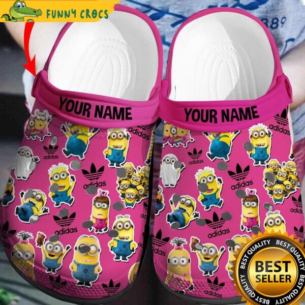 Personalized Adidas Logo Minion Pink Crocs Shoes.jpg