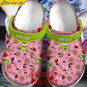 Personalized Grinch Christmas Pink Crocs Shoes 1.jpg