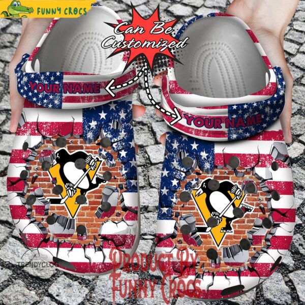 Personalized Pittsburgh Penguins American Flag Crocs Shoes 1.jpg