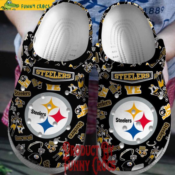 Pittsburgh Steelers Pattern Black Crocs 1.jpg