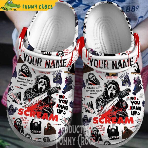 White Personalized No You Hang Up Scream Crocs 1.jpg