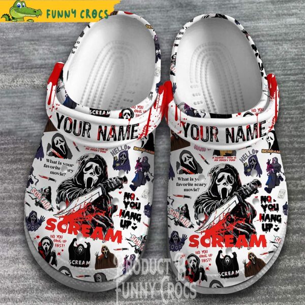 White Personalized No You Hang Up Scream Crocs 2.jpg